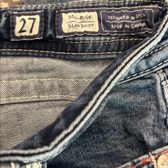 Miss Me Blue Boot Cut Jeans with Star Design - Picture 11 of 15